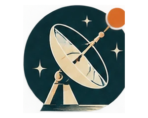 Retro-future illustration representing search discovery and authority